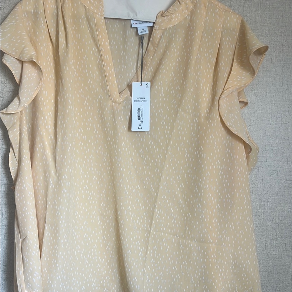 Women's Cream Blouse with Ruffle Sleeves